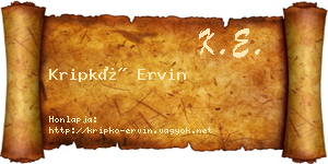 Kripkó Ervin névjegykártya
